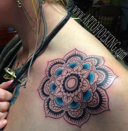 Tattoos - Flower Mandala with Turquoise  - 84197